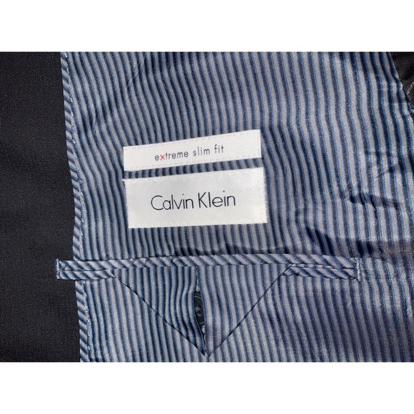 NWT Men's Calvin Klein Extreme Slim Fit Wool Blend Suit Jacket - Black 46 Long - Picture 8 of 8